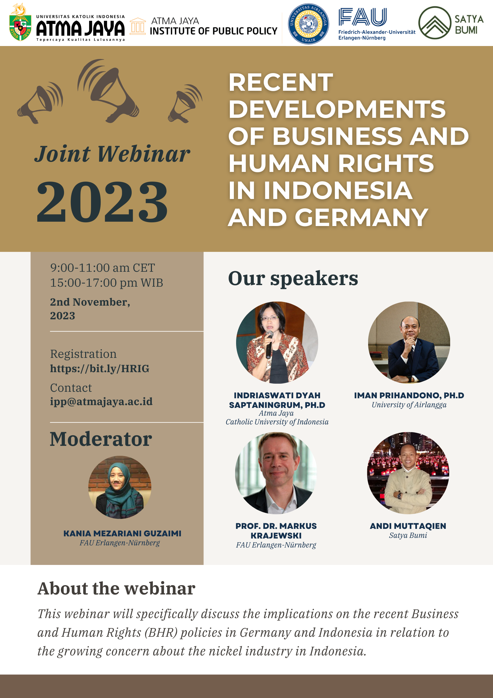 PUBLIC WEBINAR: RECENT DEVELOPMENTS OF BUSINESS AND HUMAN RIGHTS IN INDONESIA AND GERMANY